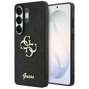 Guess Fixed Glitter Big 4G dėklas Samsung Galaxy S26 Ultra, juodas