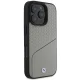 BMW dėklas iPhone 16 Pro telefonui Sign Leather Textured and Line MagSafe, pilkas