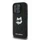 Karl Lagerfeld Monogram Choupette Head Pin dėklas iPhone 16 Pro, juodas