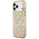 Guess IML Leopard Glitter Triangle Logo MagSafe dėklas iPhone 17 Pro / 18 Pro, rudas