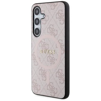 Guess 4G Collection Leather Metal Logo MagSafe Case for Samsung Galaxy S24, Pink