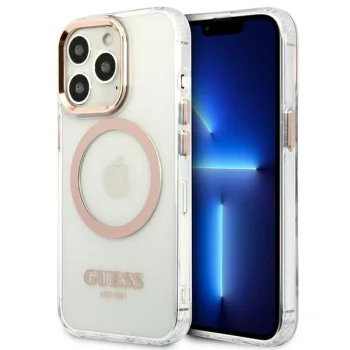 Guess Metal Outline Magsafe Case for iPhone 13 Pro Max, Gold