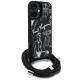 Dėklas iPhone 16 Karl Lagerfeld Crossbody Grained Pattern & Logo su virvele, juodas
