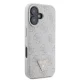 Guess iPhone 16 dėklas Leather Metal Logo Strass Crossbody, rožinis