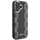 DKNY Leather Checkered Mono Pattern MagSafe dėklas telefonui iPhone 16, juodas