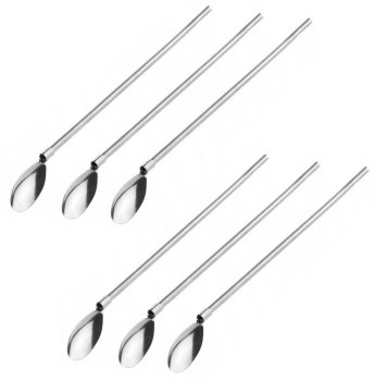 Metal Straw Spoons for Coffee and Cocktails, 6 pcs.