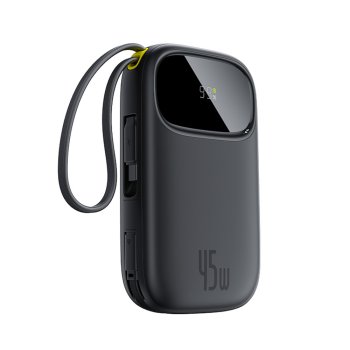 Baseus EnerFill FC31 10000mAh 45W Power Bank with USB-C and Lightning Cables - Black