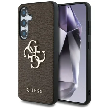 Guess Grained Big 4G Logo dėklas Samsung Galaxy S25, rudas