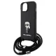 Karl Lagerfeld dėklas iPhone 15 telefonui Saffiano Ikonik Monogram, juodas