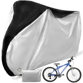 Vandeniui atsparus dviračio ir motociklo uždangalas 200×110 cm, sidabrinis-juodas