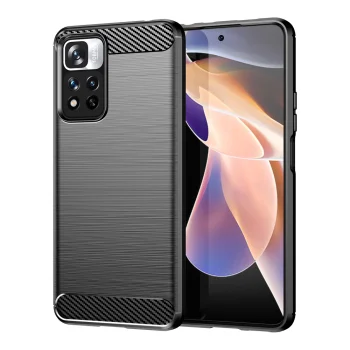 Carbon Case lankstus dėklas Xiaomi Redmi Note 11 Pro+ 5G / Mi 11i HyperCharge, juodas