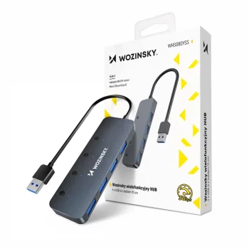 Wozinsky WHS080YSS 4-Port USB-A 3.0 Hub with Switches - Gray