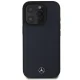 Mercedes Textured And Plain Leather MagSafe Case for iPhone 16 Pro Max - Navy Blue