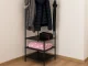 Corner Coat Rack with 3 Shoe Shelves, Metal Hall Tree Entryway Organizer Stand, black