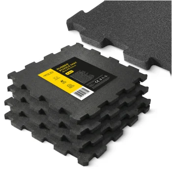 4FIZJO Interlocking Rubber Gym Mats for Floor Protection 4 Pack 48.5x48.5x2 cm, Black