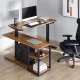 Ergo Office ER-450 elektrinis reguliuojamo aukščio stalas su lentynomis, rudas