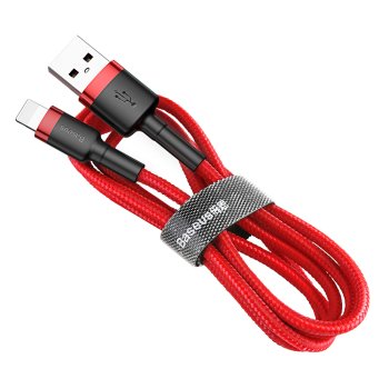 Baseus Cafule USB – Lightning laidas 2.4A QC 3.0, 0.5m, raudonas