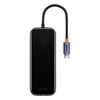 Baseus AcmeJoy 5in1 USB-C šakotuvas (2xUSB 3.0, USB 2.0, PD, RJ45), tamsiai pilkas