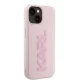 Karl Lagerfeld dėklas iPhone 15 Plus / 14 Plus 3D Rubber Glitter Logo, rožinis