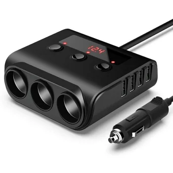 Car Cigarette Lighter Splitter 12/24V Adapter with 4 USB Ports