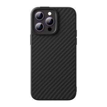 Armored Phone Case Cover iPhone 14 Pro Max compatible with MagSafe Baseus Synthetic Fiber tempered glass - black