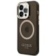 Guess Gold Outline Translucent MagSafe dėklas iPhone 14 Pro Max Juodas/Auksinis