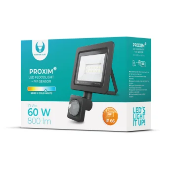 Forever Light Proxim II LED prožektorius su PIR jutikliu 10W 6000K, juodas