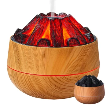 Ultrasonic Air Humidifier with LED Flame Effect, USB Diffuser for Home Office