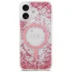 Guess Resin Bottom Glitter MagSafe dėklas iPhone 17 telefonui, rožinis