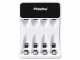 Maxday AA/AAA Battery Charger with LCD Display + 4 AA Batteries, White
