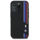BMW dėklas iPhone 16 Pro Max telefonui Silicone Cut Tricolor Lines MagSafe, juodas