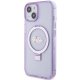 Guess Ring Stand Script Glitter MagSafe dėklas iPhone 15/14 Plus, violetinis