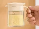 Stiklinis prieskonių indas su rankenėle ir šaukšteliu 300 ml, baltas