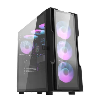 Kompiuterio korpusas Darkflash DK431 Glass su 4 RGB ventiliatoriais, juodas