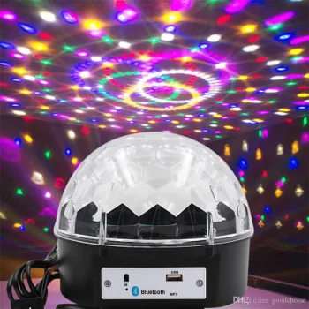 Besisukantis LED diskotekos rutulys su Bluetooth, MP3 ir USB, 18W