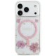 Guess Resin Flowers Glitter MagSafe dėklas iPhone 17 Pro, rožinis