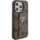 Guess Grip Stand 4G Triangle Strass dėklas, skirtas iPhone 15 Pro, rudas