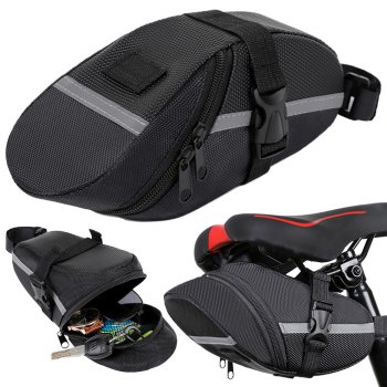 Waterproof Bicycle Saddle Bag, Black