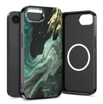 Tech-Protect Lamano MagSafe dėklas iPhone 16e / 17e, Black and Green