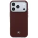 Mercedes Leather Semi Wrap Wood Effect MagSafe dėklas iPhone 17 Pro Max, raudonas