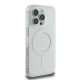 Guess dėklas iPhone 16 Pro telefonui IML Glitter Circle MagSafe, skaidrus