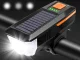 Priekinis dviračio žibintas su saulės baterija ir garsiniu signalu