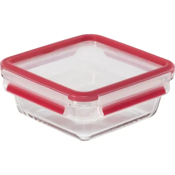 Stiklinis maisto indelis Emsa Clip&Close, 0,8 l, raudonas