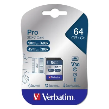 Verbatim Pro 64 GB SDXC memory card, Class 10, UHS-I U3