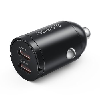 Automobilinis įkroviklis Orico MiniRing 30W 2x USB-C, juodas