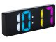 Digital LED Alarm Clock with Thermometer, Date, Color Display, Black