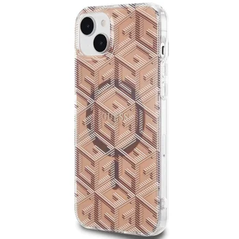 Guess IML GCube MagSafe dėklas, skirtas iPhone 15 / 14 / 13, rudas