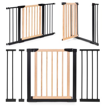 Ecotoys SF-011B-BC Safety Gate for Stairs and Doors 74-130 cm, Wood / Metal