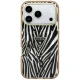 Guess IML Zebra Glitter Triangle Logo MagSafe dėklas iPhone 17/18 Pro Max, auksinis