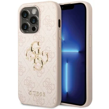 Guess dėklas iPhone 15 Pro Max telefonui 4G Big Metal Logo, rožinis